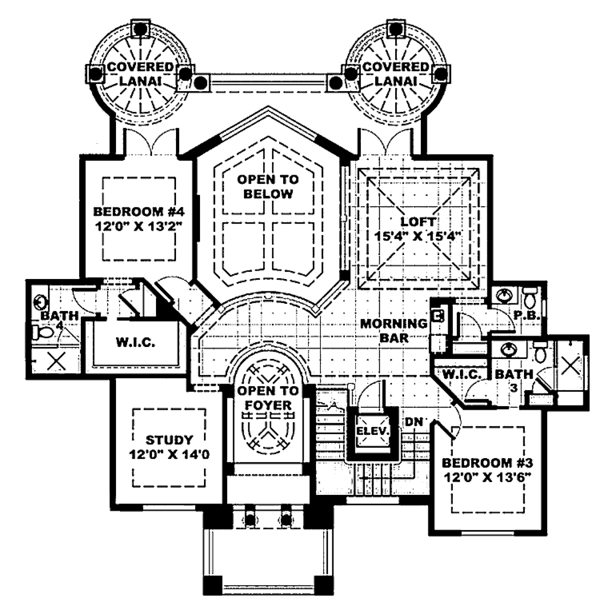 Dream House Plan - Mediterranean Floor Plan - Upper Floor Plan #1017-44