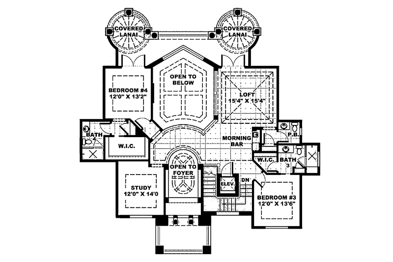 Home Plan - Floor Plan - Upper Floor for Mediterranean House Plan #1017-44 - 4 bed, 5.5 bath