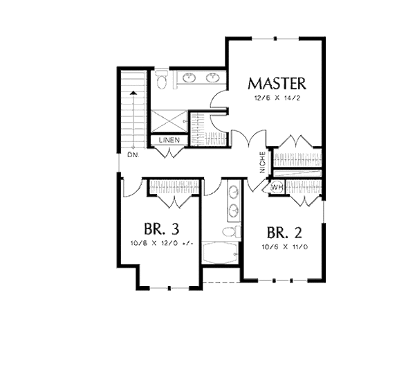 House Design - Traditional Floor Plan - Upper Floor Plan #48-511