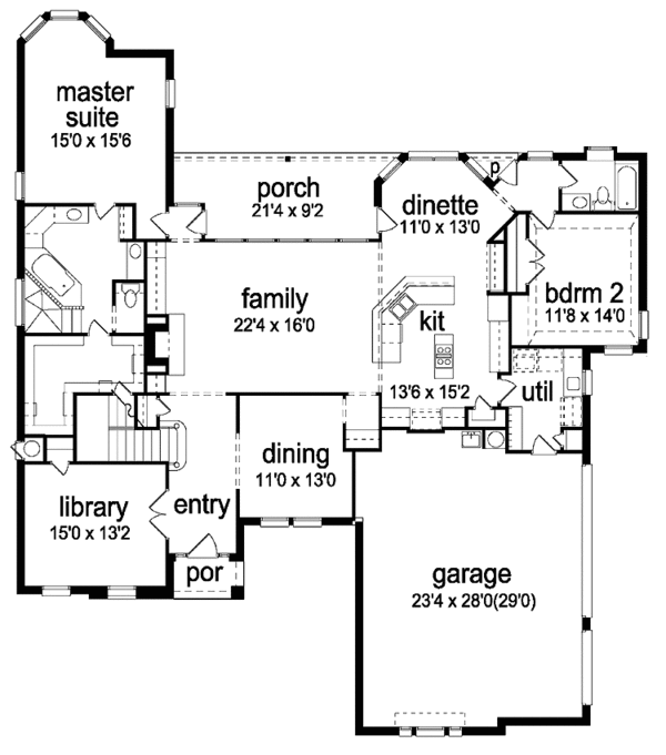 House Plan Design - Tudor Floor Plan - Main Floor Plan #84-733