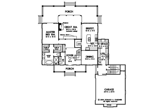 Floor Plan - Main Floor for Country House Plan #929-808 - 3 bed, 3.5 bath