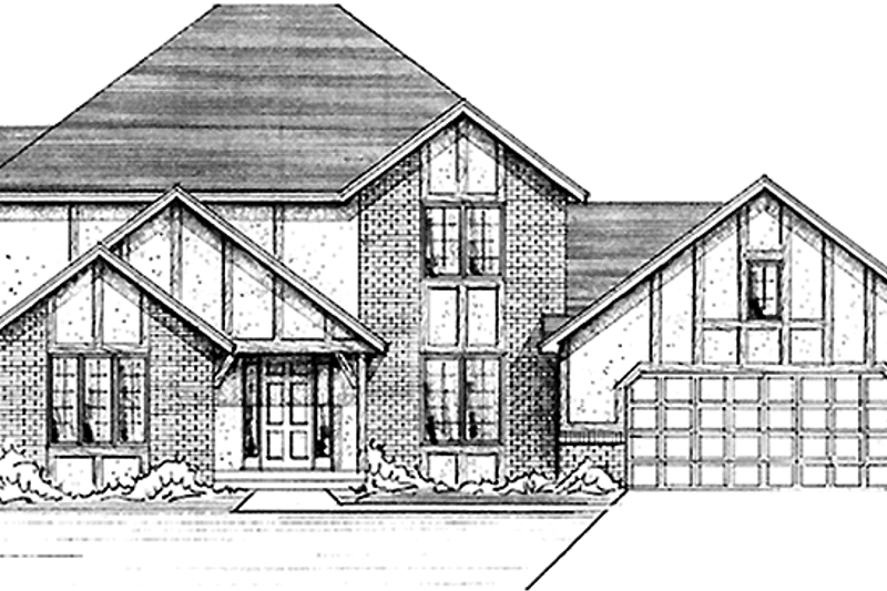 House Blueprint - Tudor Exterior - Front Elevation Plan #51-698