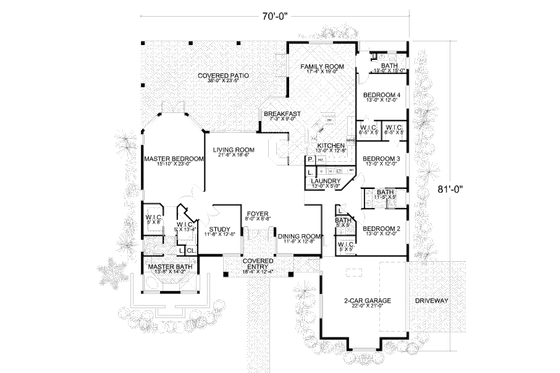 Floor Plan - Main Floor for Mediterranean House Plan #420-278 - 4 bed, 3.5 bath