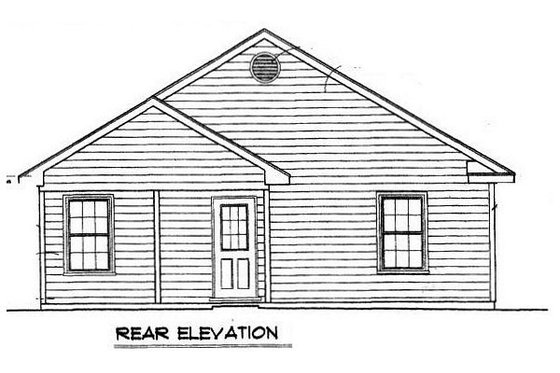 Exterior - Rear Elevation for Cottage House Plan #14-239 - 2 bed, 1 bath