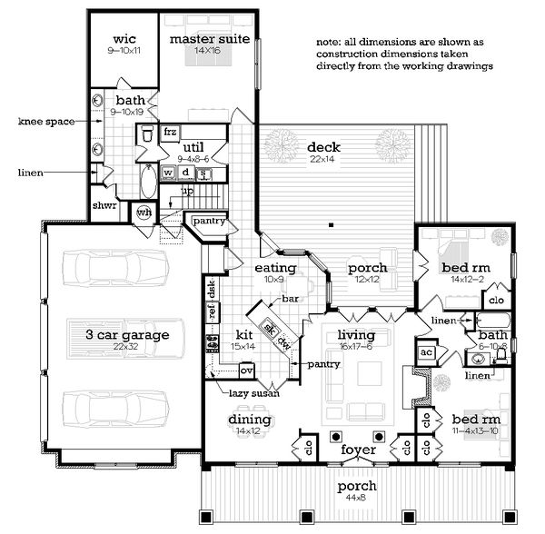 Dream House Plan - Farmhouse Floor Plan - Main Floor Plan #45-584