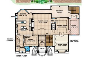 Floor Plan - Main Floor for Mediterranean House Plan #27-396 - 3 bed, 5 bath