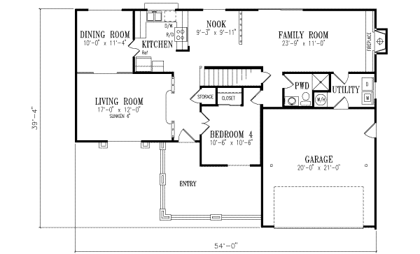 Adobe / Southwestern Floor Plan - Main Floor Plan #1-446