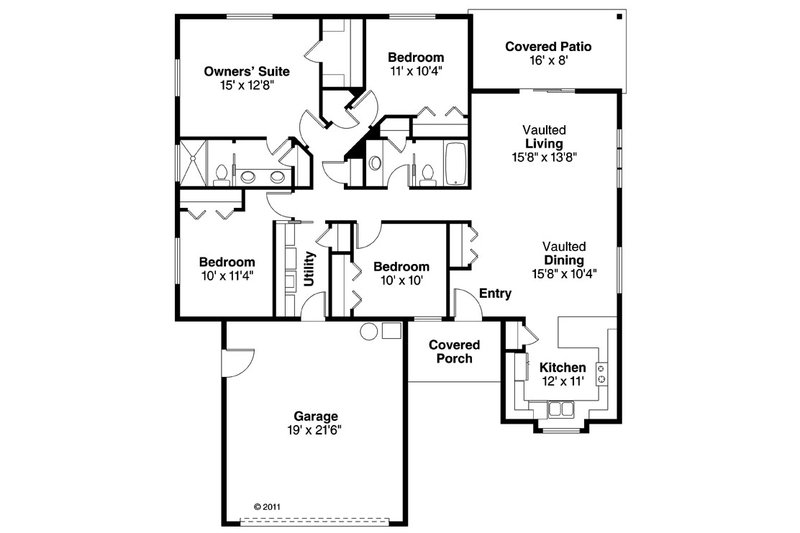 Home Plan - Floor Plan - Main Floor for Ranch House Plan #124-888 - 4 bed, 2 bath