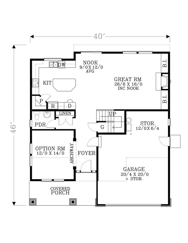 Craftsman Floor Plan - Main Floor Plan #53-533