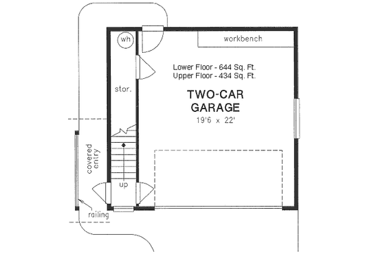 Floor Plan - Main Floor for Cottage House Plan #18-4356, 1 bath