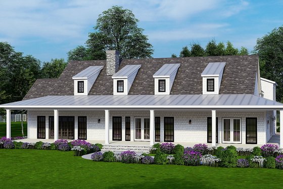 Exterior - Front Elevation 7 for Ranch House Plan #54-400 - 3 bed, 3.5 bath