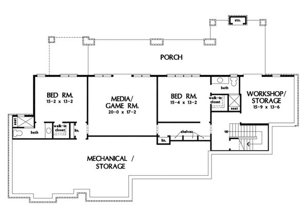 Dream House Plan - Craftsman Floor Plan - Lower Floor Plan #929-1072