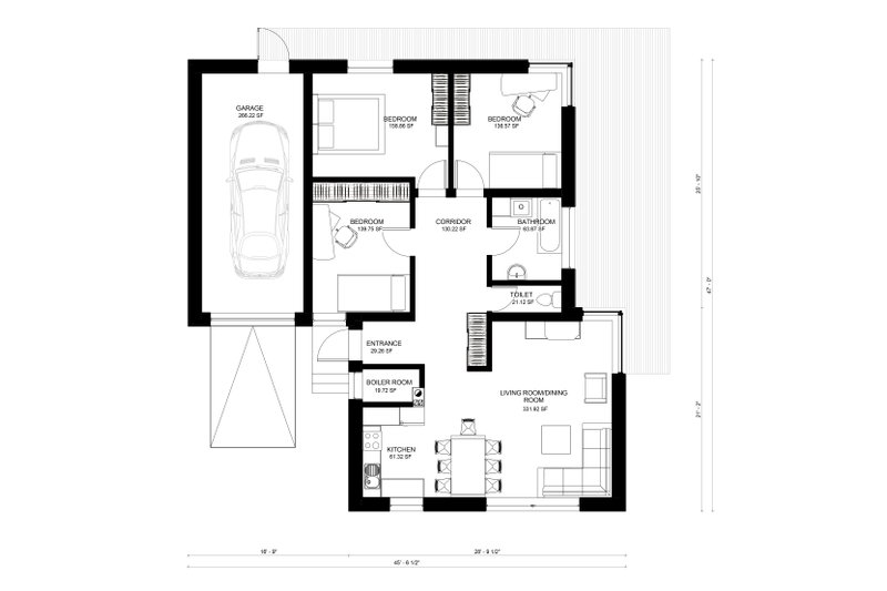 Bungalow Style House Plan - 3 Beds 1 Baths 1422 Sq/Ft Plan #906-7 ...