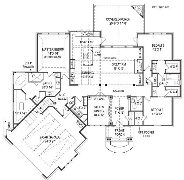 House Plan Design - Craftsman Floor Plan - Main Floor Plan #119-416