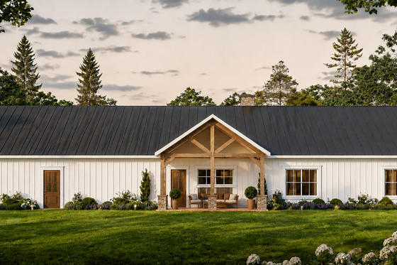 Exterior - Rear Elevation for Barndominium House Plan #1117-50 - 5 bed, 3.5 bath