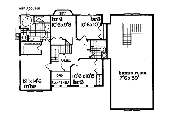 Floor Plan - Upper Floor for Traditional House Plan #47-280 - 4 bed, 2.5 bath