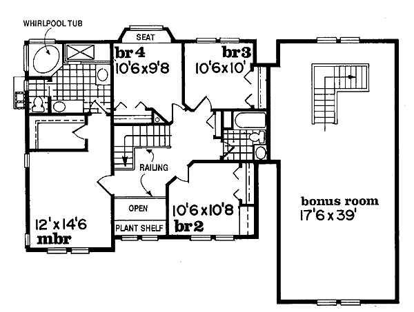 Traditional Floor Plan - Upper Floor Plan #47-280