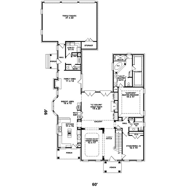 Colonial Floor Plan - Main Floor Plan #81-623