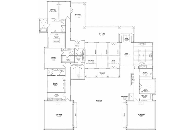 House Design - Floor Plan - Main Floor for Farmhouse House Plan #1096-181 - 4 bed, 4.5 bath