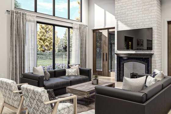 Interior - Family Room for Barndominium House Plan #455-639 - 3 bed, 2 bath