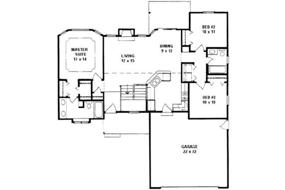 Floor Plan - Main Floor for Ranch House Plan #58-160 - 3 bed, 2 bath