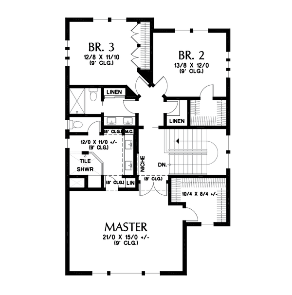 Contemporary Floor Plan - Upper Floor Plan #48-991