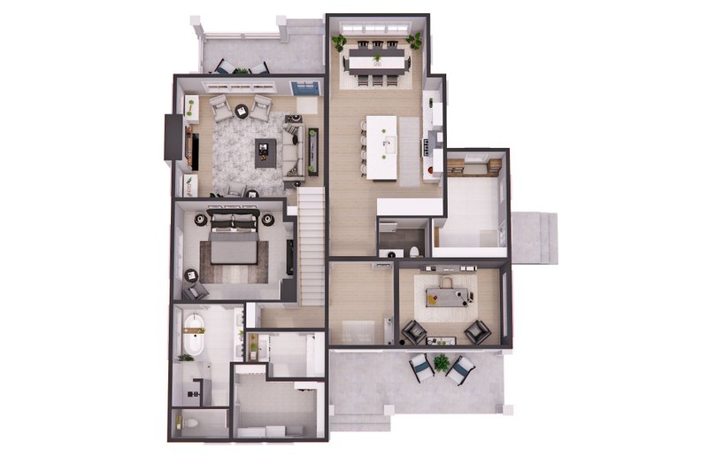 House Blueprint - Floor Plan - Main Floor 1 for Farmhouse House Plan #51-1274 - 4 bed, 3.5 bath