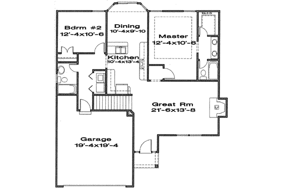 Floor Plan - Main Floor for Traditional House Plan #6-163 - 2 bed, 2 bath
