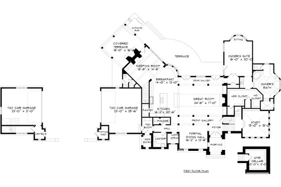 Floor Plan - Main Floor for Tudor House Plan #413-127 - 5 bed, 6 bath