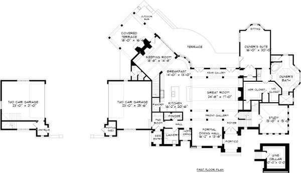 House Blueprint - Tudor Floor Plan - Main Floor Plan #413-127