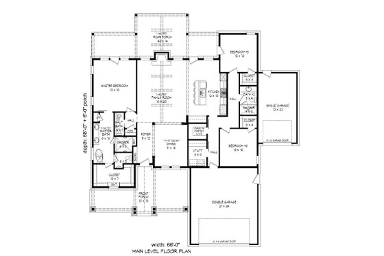 Floor Plan - Main Floor for Country House Plan #932-138 - 3 bed, 2 bath