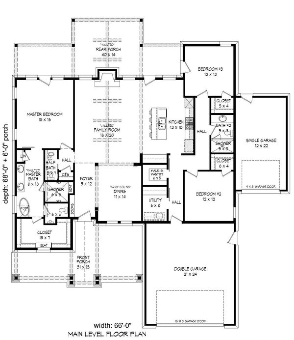Country Floor Plan - Main Floor Plan #932-138