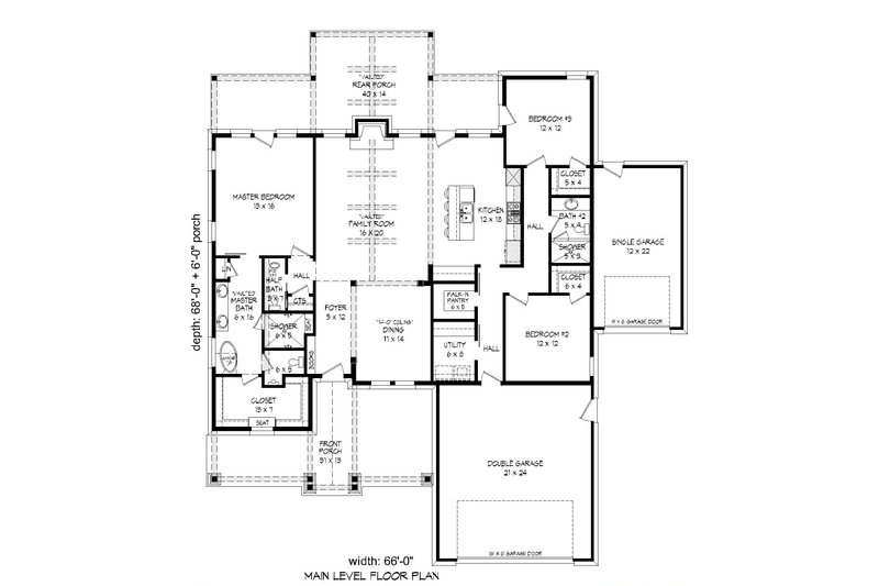 Architectural House Design - Floor Plan - Main Floor for Country House Plan #932-138 - 3 bed, 2 bath