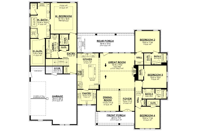 Home Plan - Floor Plan - Main Floor for Farmhouse House Plan #430-380 - 4 bed, 3.5 bath