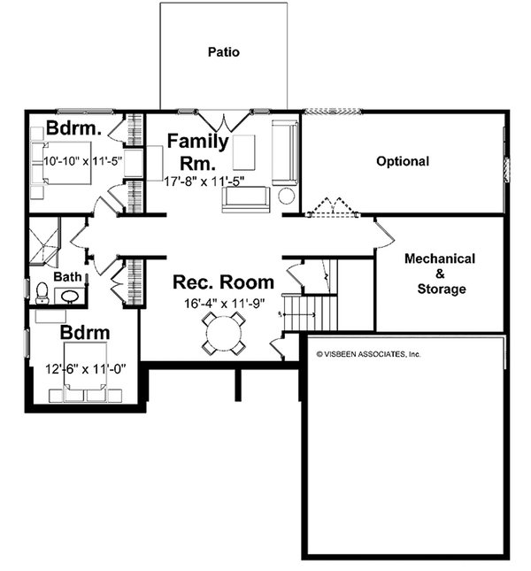 Dream House Plan - Floor Plan - Lower Floor for Farmhouse House Plan #928-432 - 3 bed, 2.5 bath