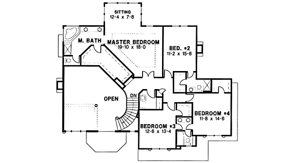 European Floor Plan - Upper Floor Plan #67-130