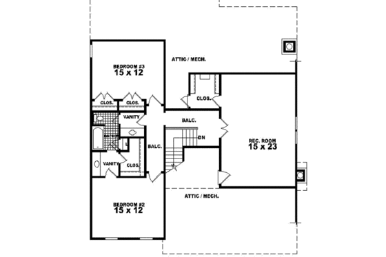 Floor Plan - Upper Floor for Tudor House Plan #81-430 - 3 bed, 2.5 bath