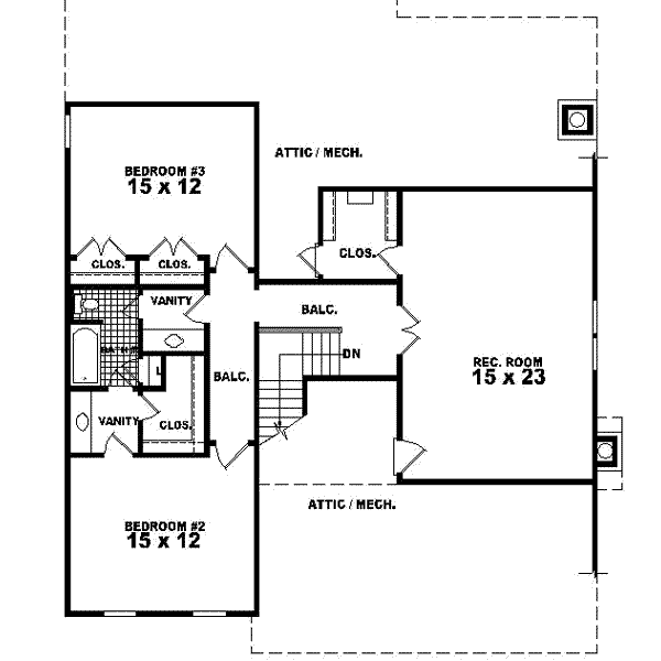 Tudor Floor Plan - Upper Floor Plan #81-430