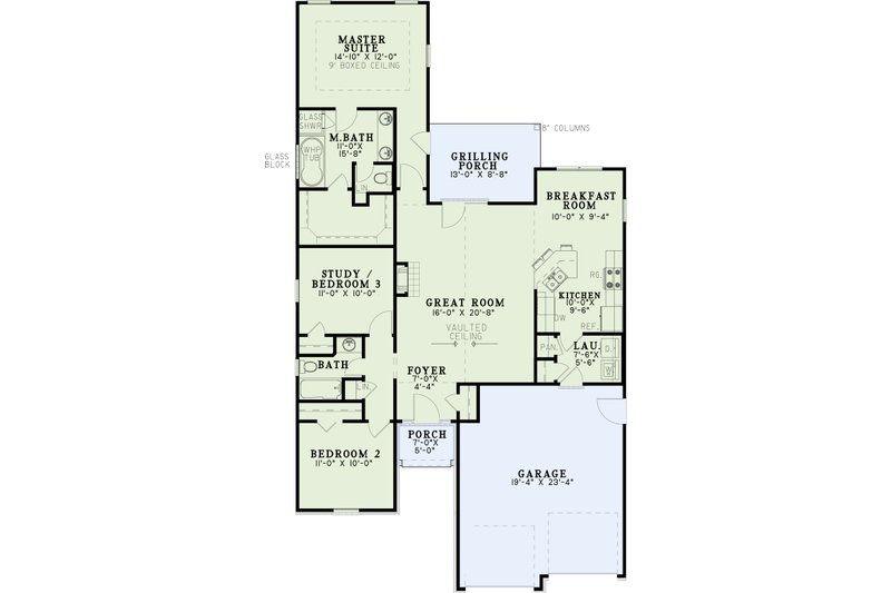 Home Plan - Floor Plan - Main Floor for Ranch House Plan #17-2986 - 3 bed, 2 bath