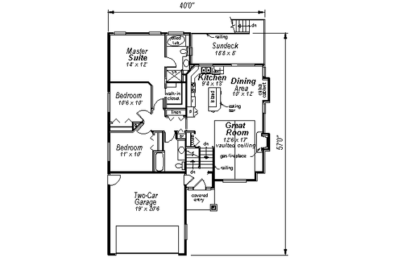 Floor Plan - Main Floor for Bungalow House Plan #18-9539 - 3 bed, 3 bath