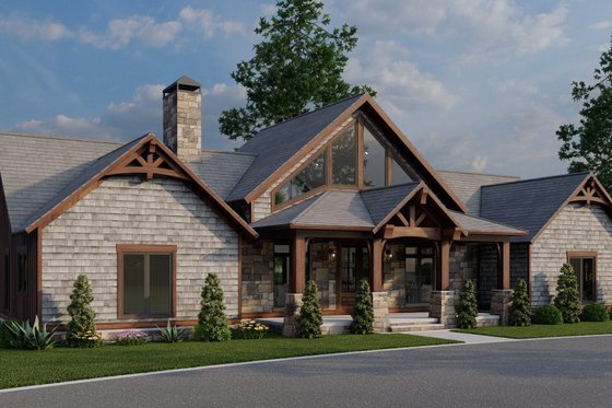 Exterior - Front Elevation 3 for Ranch House Plan #923-88 - 3 bed, 3.5 bath