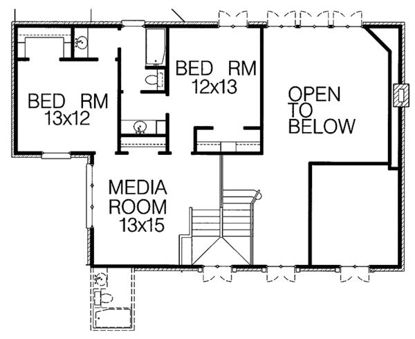 House Blueprint - Country Floor Plan - Upper Floor Plan #15-334