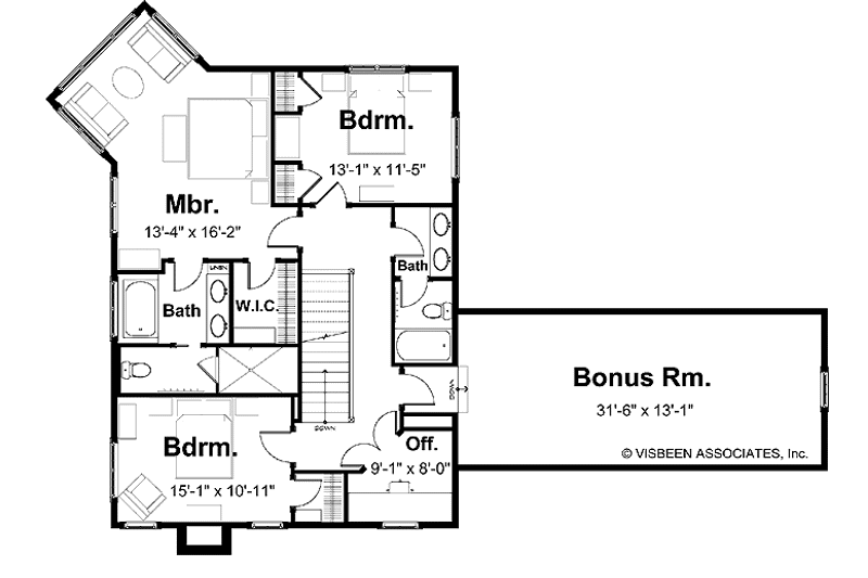 Home Plan - Floor Plan - Upper Floor for Craftsman House Plan #928-75 - 3 bed, 2.5 bath
