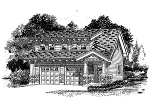 Exterior - Front Elevation 3 for Bungalow House Plan #47-1083 - 1 bed, 1.5 bath