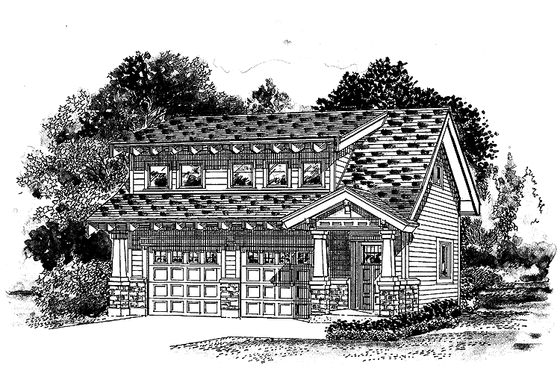 Exterior - Front Elevation 3 for Bungalow House Plan #47-1083 - 1 bed, 1.5 bath