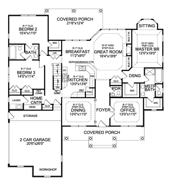 Architectural House Design - Craftsman Floor Plan - Main Floor Plan #314-271