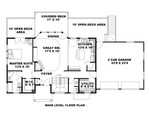 Architectural House Design - Traditional Floor Plan - Main Floor Plan #117-234