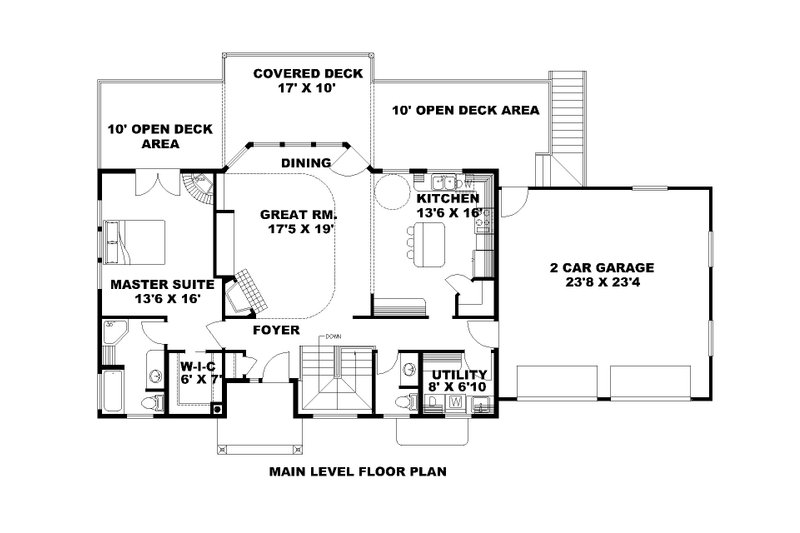 Dream House Plan - Floor Plan - Main Floor for Traditional House Plan #117-234 - 4 bed, 3 bath