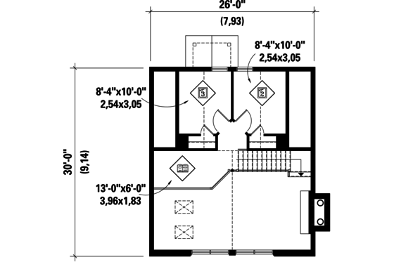 Floor Plan - Upper Floor for Cabin House Plan #25-4311 - 3 bed, 1 bath