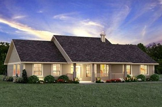 Exterior - Front Elevation 4 for Ranch House Plan #18-9545 - 3 bed, 2 bath
